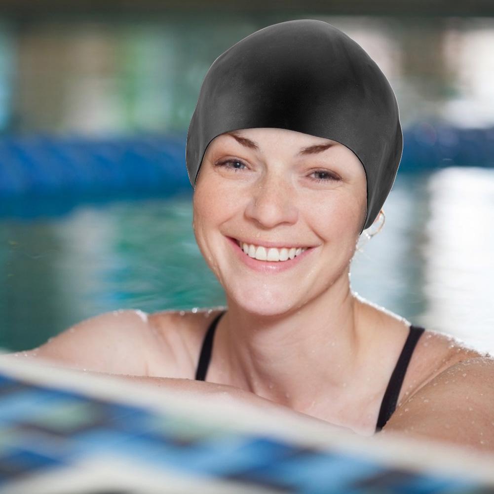 Unisex Silicone Waterproof Swimming High Elastic Swimmer Hat White