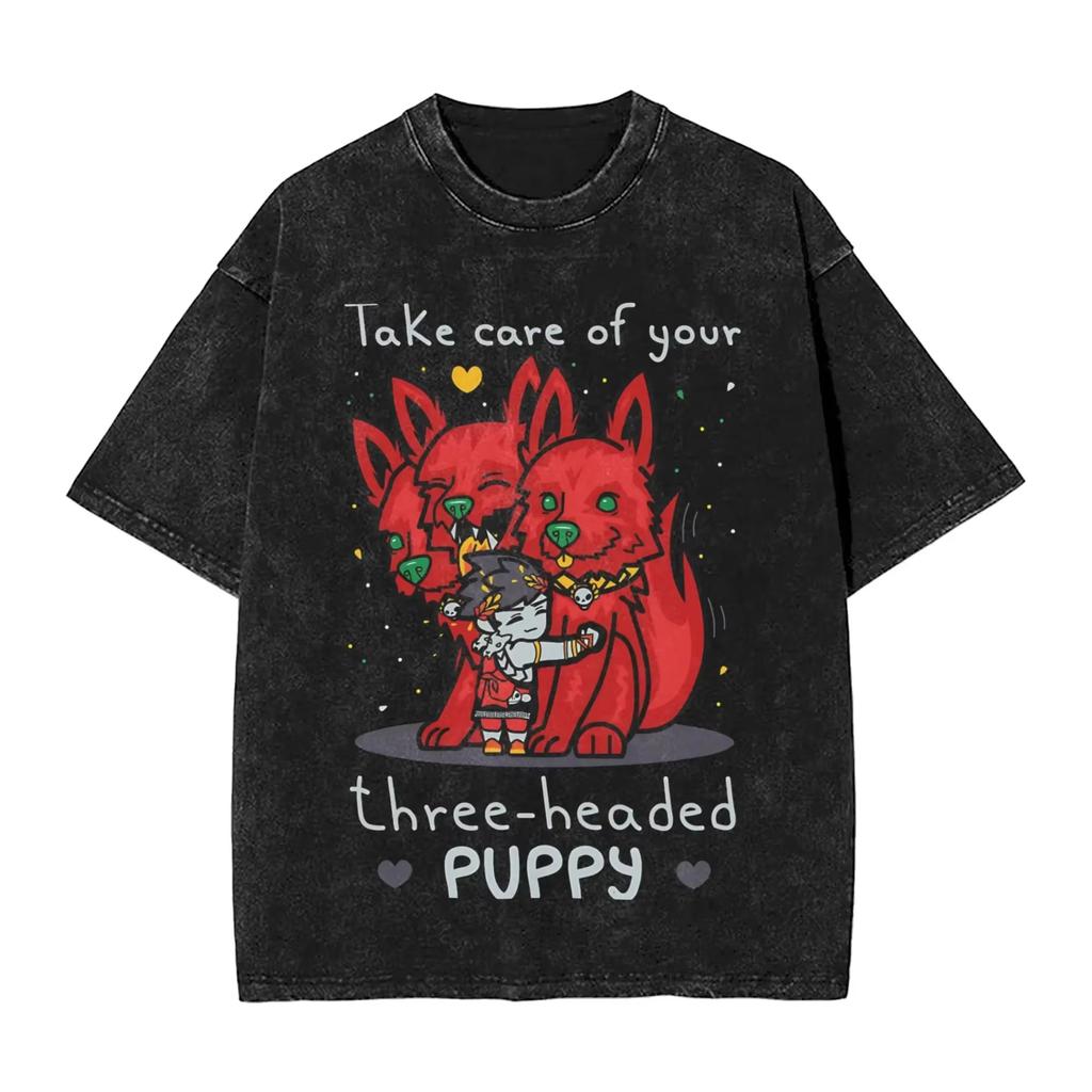 Classic Retro Game Hades Zagreus Funny Graphic Print T-Shirt Men Women Vintage Washed Cotton Y2K Harajuku Unisex Oversize Streetwear Short Sleeve Top