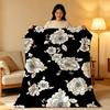 Art B-Black a-and W-White Floral Throw High-Density Short Plush Blanket Soft Skin-Friendly for Sofa Nap Air-Conditioned Room