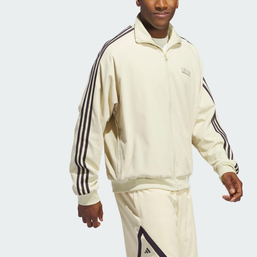 Adidas Side Stripe Casual Sports Zip-Up Stand Collar Long Sleeve Jacket Men Jackets Apricot IR9255