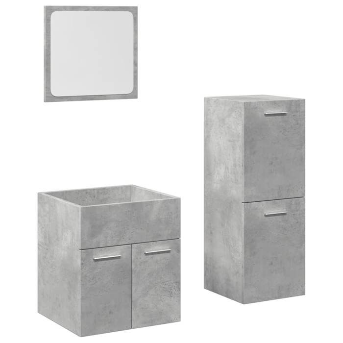 VidaXL Ensemble de meubles de salle de bain 3 pcs gris béton 3324870