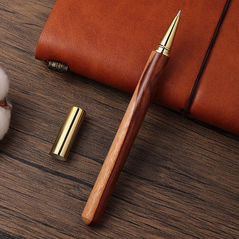 Brass Sandalwood Signature Ballpoint Pen - Customizable Business Gift Gel Pen with Logo Engraving
