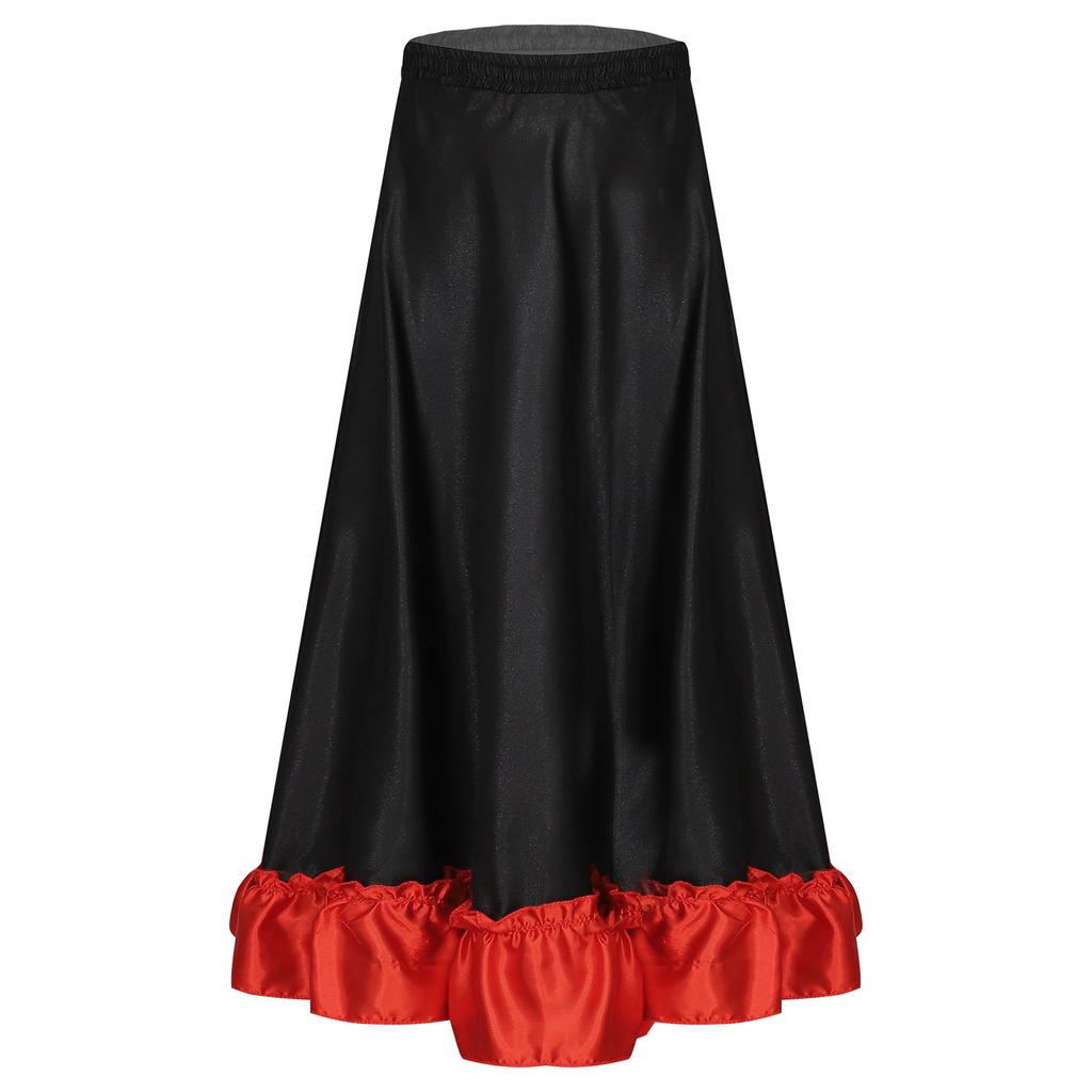Mädchen Spanischer Stiertanz Rock Großer Schwung Flamenco Kostüm Rüschensaum Rock Bauchtanz Performance Rock