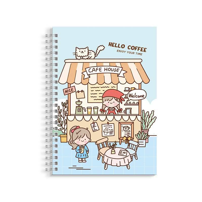 Cute Double-Sided Cartoon Sticker Book with Coil Binding