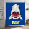 Comics Style Cartoon Shark Printed Shower Curtain Personalized for Bathroom Decoration Gift Home Decor Customizable Size Availab