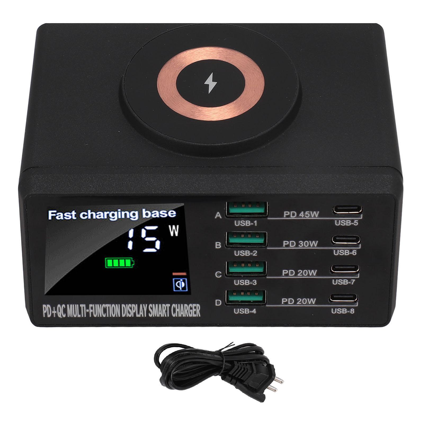 

110 Вт магнитное беспроводное зарядное устройство QC3.0 PD45W Док-станция для быстрой зарядки для Android 100240В EU Plug