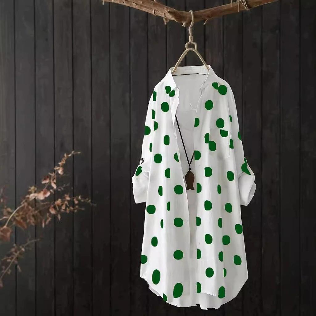 Camicia Estiva da Donna a Maniche Lunghe con Bottoni Singola Fila Giacca Sottile Casual Larga