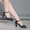 Fashion 2024 High-heeled Solid Color Sandals Female Fairy Style Summer New Baotou One-word Buckle Thick Heel Ladies Comfortable Shoes