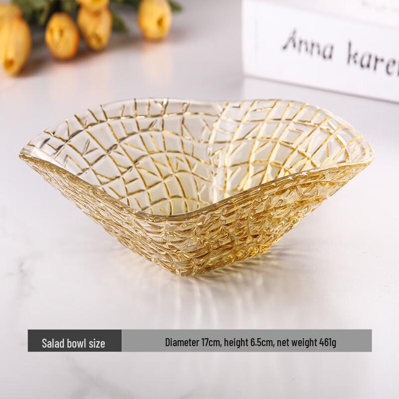 

Flavinmci Transparent Glass Salad Bowl Dinnerware Set