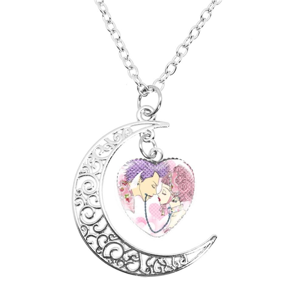Anime Paradise Kiss Yukari Hayasaka Miwako Sakurada The Moon Necklace Glass Heart Shape Pendant Necklace Jewelry Charm Fans Gift