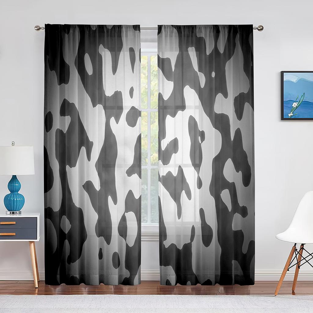 Wojskowy zielony kamuflaż leśny kamuflaż brązowy tiulowe zasłony do salonu kuchnia sypialnia prześwitujące zasłony okienne