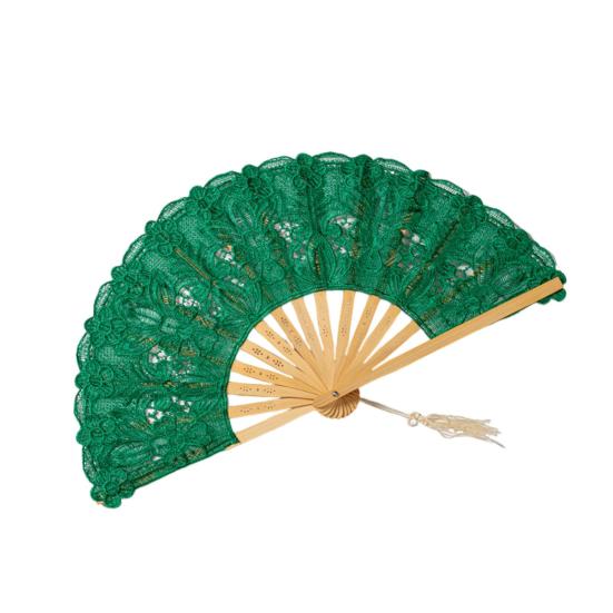 Lace Folding Fan with Tassel Hollow Ribs Vintage European Dance Performance Party Photo Props Portable Summer Hand Held Fan Women Girls Gift