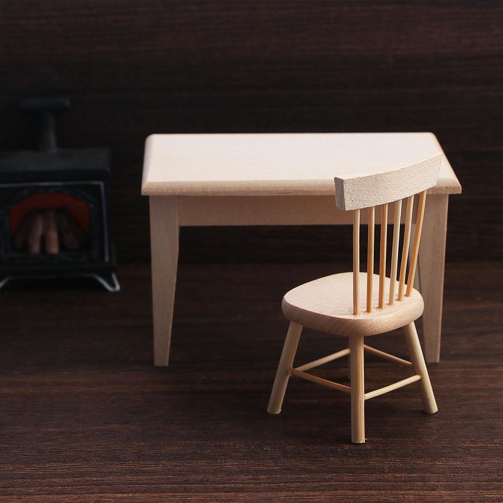 House Decor Ornament Miniature Mini Decorative Wooden Dining Room Chair Table Dollhouse Furniture