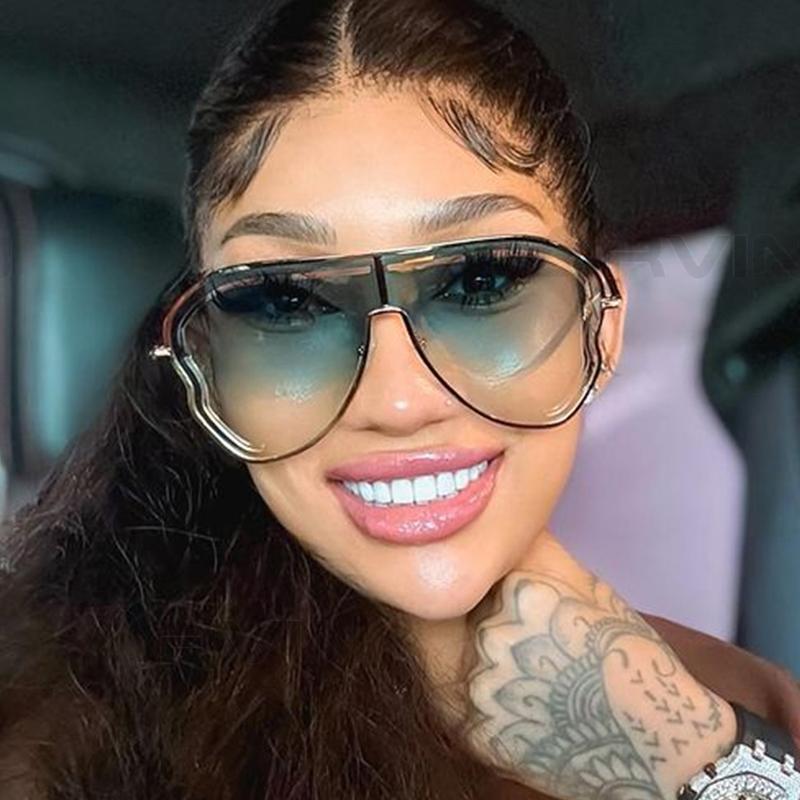 NEW Sunglasses Women Luxury Brand One-Piece Eyewear Shades   Oversized Hollow Alloy Frame Sun Glasses for Ladies Eyeglasses