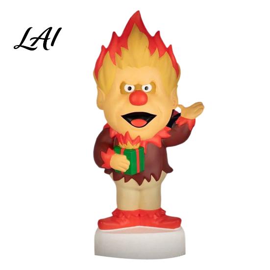 Classic Holiday Cartoon Characters Christmas LED Lighted Blow Molded Decoration Retro Character Porch Display Figure for Outdoor Yard Lawn,