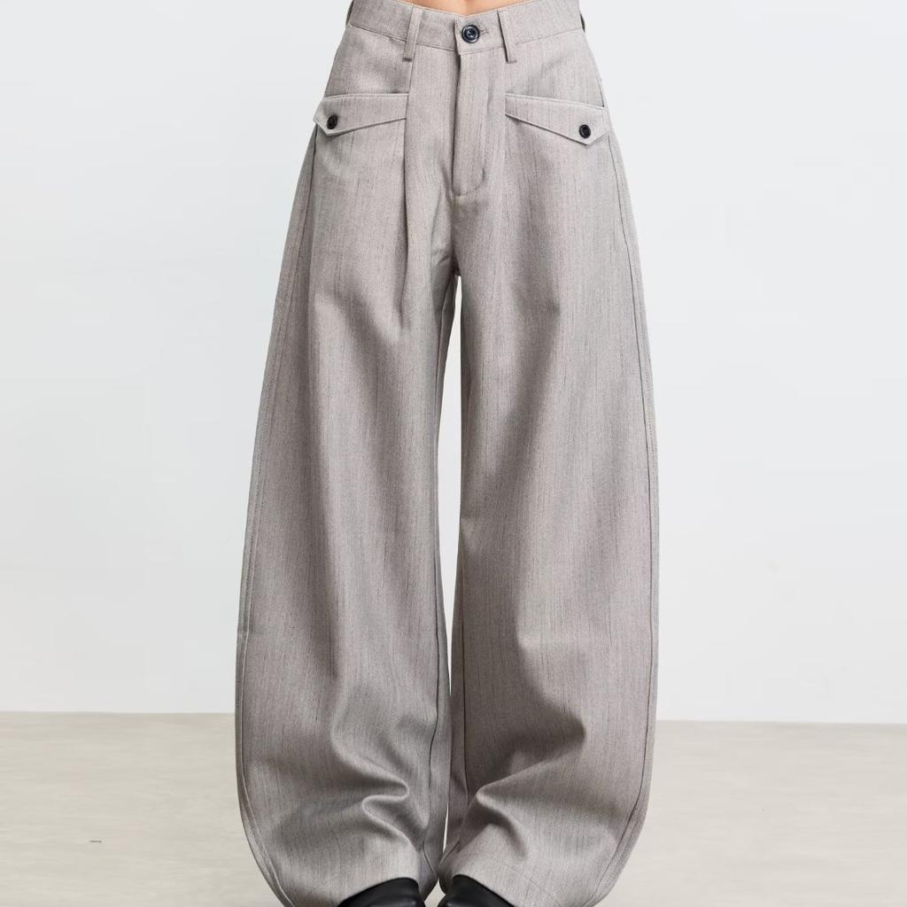 Retro front plug design button pants men's wide-leg casual loose old money style fashion new trousers