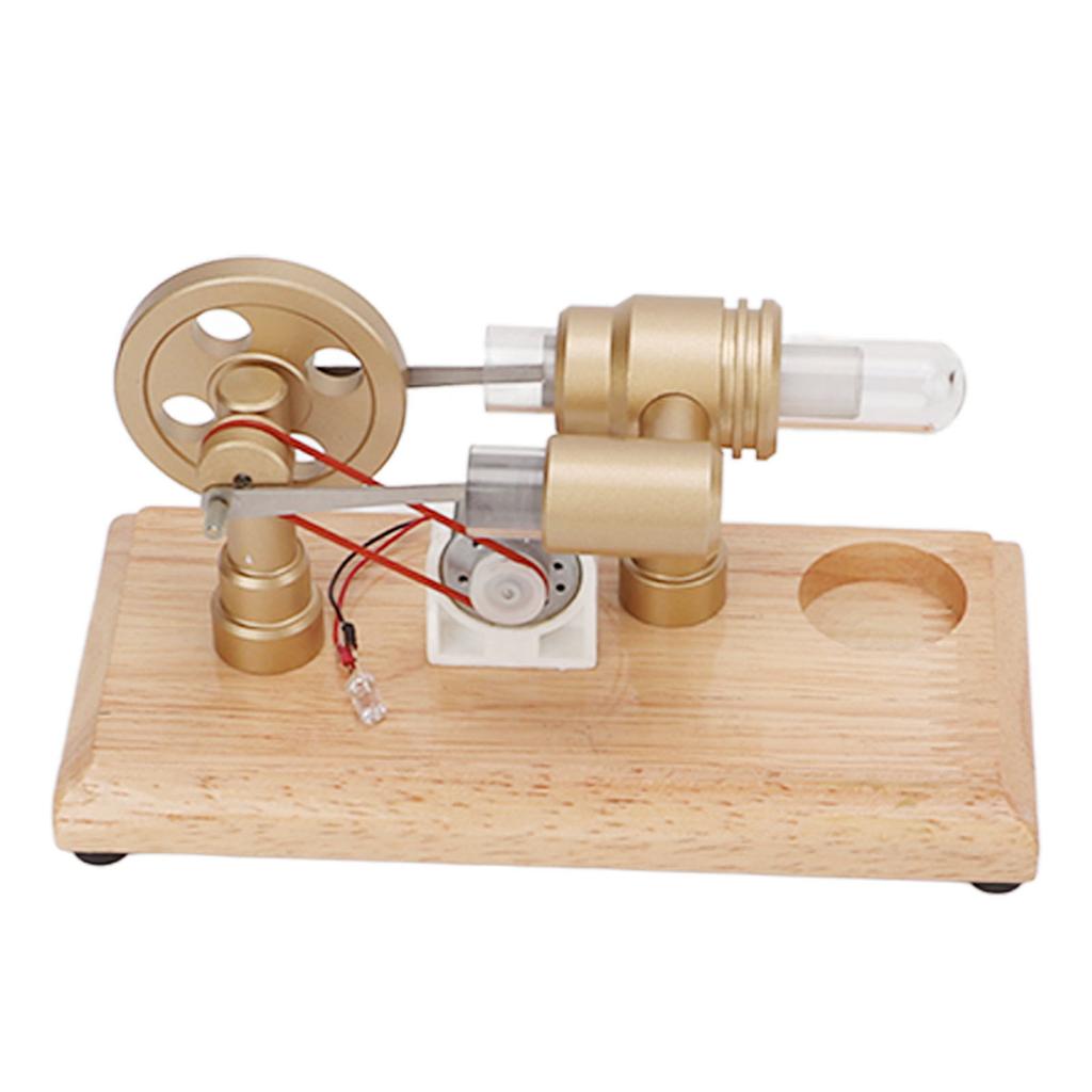 Stirling Engine Motor Model CNC Frame Multi Color LED Aluminum Alloy Flywheel Educational Toy for