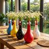 Colorful Dot Rooster Shape Flower Vases, 2 Piece Funny Resin Long Neck Chicken Sculpture For Living Room Office Decoration