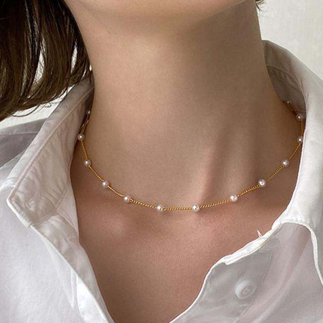 Jemné perlové květinové mašličkové choker náhrdelníky Dlouhý řetízek s přívěskem perlového srdce ve zlatém tónu Náhrdelníky s přívěskem mince Pro stylové šperky Ženy Elegantní Květinové náhrdelníky