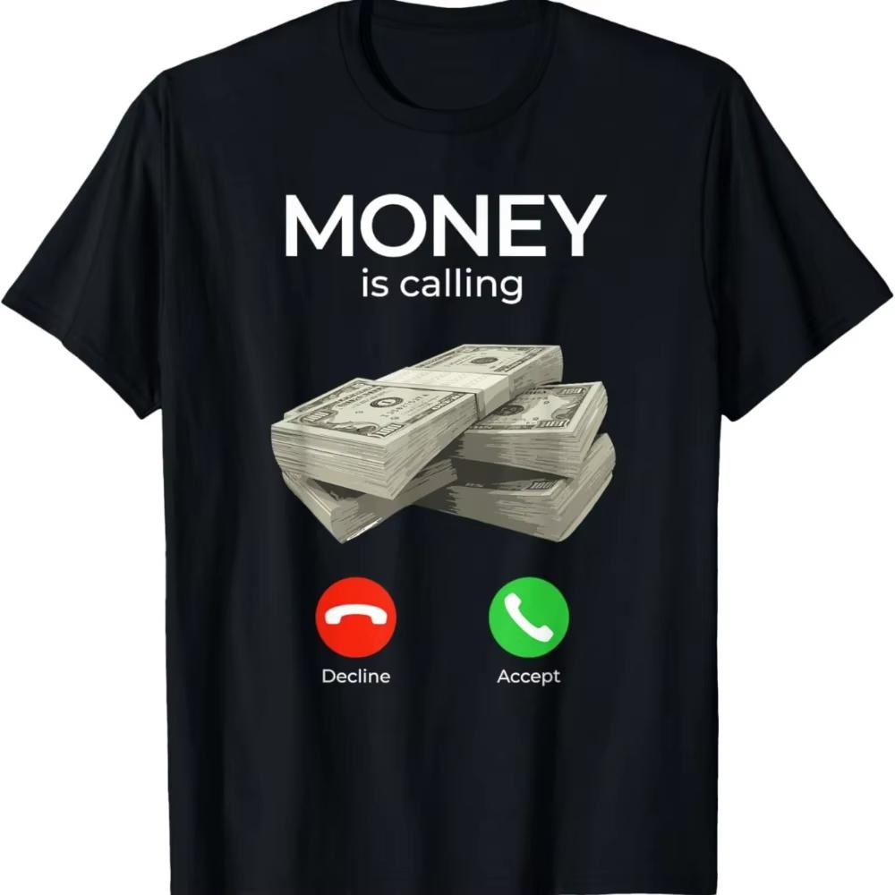 

Men S Print Short Sleeve T-Shirt Money Is Calling Graphic Tee Casual Crew Neck Slight Stretch Fabric Perfect for Summer - Men... S разноцветный