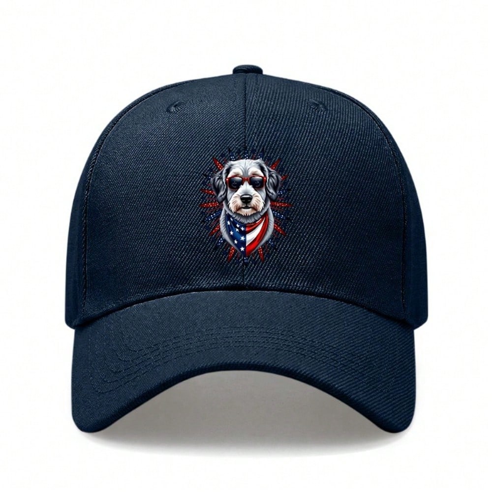 [Patriotic Baseball Cap] 2026  Unisex Dog With USA Flag Print Polyester Adjustable Breathable Sun Protection Casual Outdoor Sports Baseball Hat