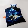 Animal Print Polyester Duvet Cover Set With Zipper Closure - Breathable, All-Season Digital Printed Cat And Butterfly Theme