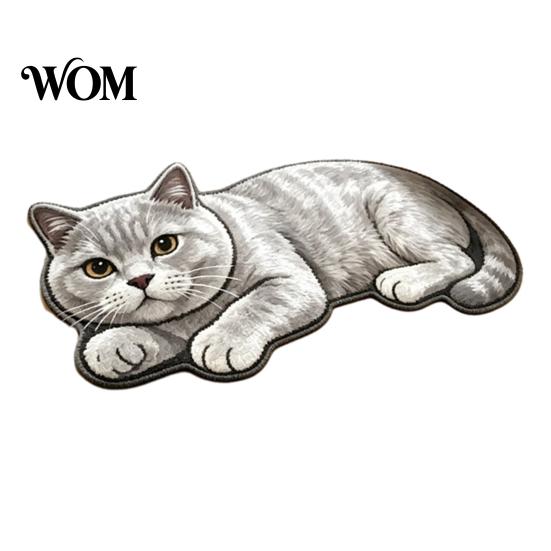 Pet Themed Floor Rug Cute Cat Bathroom Rug, Anti-Slip Absorbent Bath Washable Plush Design Welcome Mat Kitty Door for Entrance Kitchen Home Decor