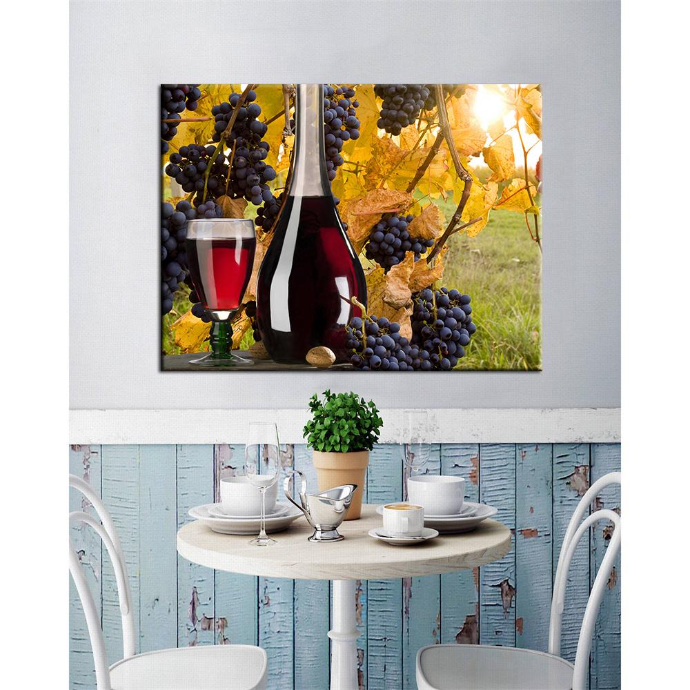 Grape Wine Photo Modern Wall Food Art Canvas Print Poster Alcohol Drink Nosh Picture for Kitchen Dining Room Home Decor Cuadros