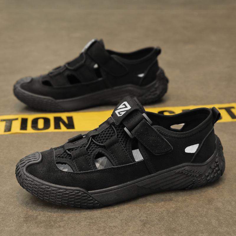 2025 Autumn New Trendy Bag Head Sandals Breathable Men's Mesh Shoes British Style Casual Shoes Beach Men's Shoes