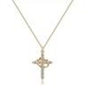 Large Copper Zirconia Rotating Crown Cross Pendant Necklace - European/American Style