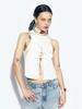 ASIF CALIE Ribbon Open Sleeveless Blouse White