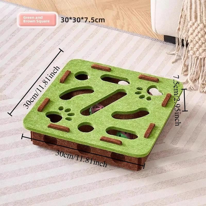 

Little Cat Toy A Fun and Soothing Tool Puzzle Maze Hole Digging Felt Box Cat Teasing Bell Ball