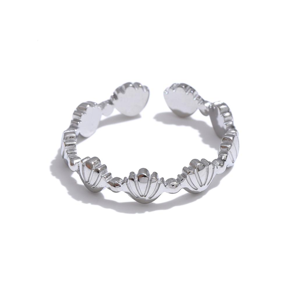

Yhpup Open Adjustable Ocean Style Stainless Steel Metal Shell Ring for Women Summer Minimalist Popular Beach Jewelry Wholesale Adjustable