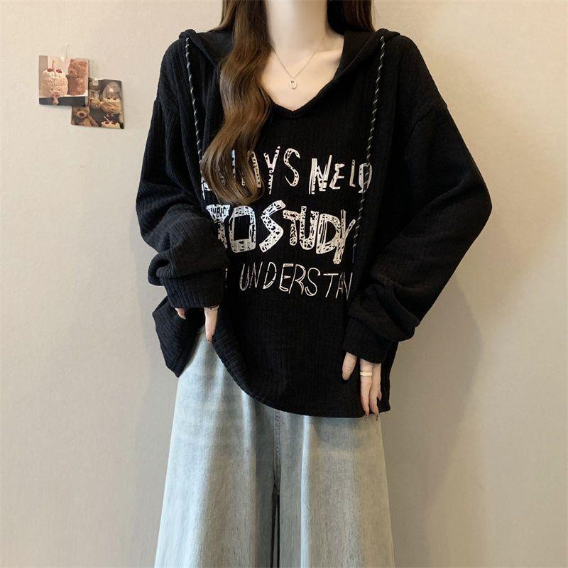 T Shirt Women Long Sleeve Print Polyester Casual Loose Fit For Office Wear