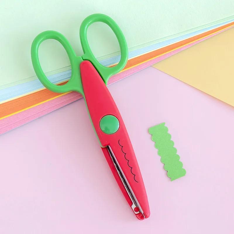 Safety Scissors Wavy Pattern Paper Cutter DIY Handmade Tools Paper Craft Cute Card Photo Scissors Kids Gifts Office Supplies