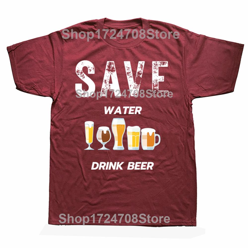 Funny Save Water Drink Beer T Shirts Cotton Streetwear Short Sleeve Birthday Gifts Mens Clothing Fashion Casual Loose T Shirt
