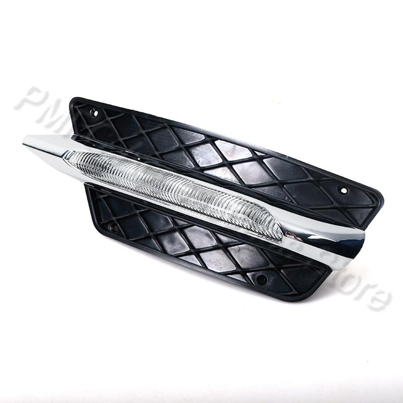 PMFC Front Bumper Grilles Molding LED Fog Light Daytime Running Light Fog Lamp For Mercedes-Benz W204 C-Class 2012 2013 2014