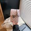 2025 summer new mini square bag women's chain mobile phone bag rhombus embroidery thread fashion shoulder bag messenger bag