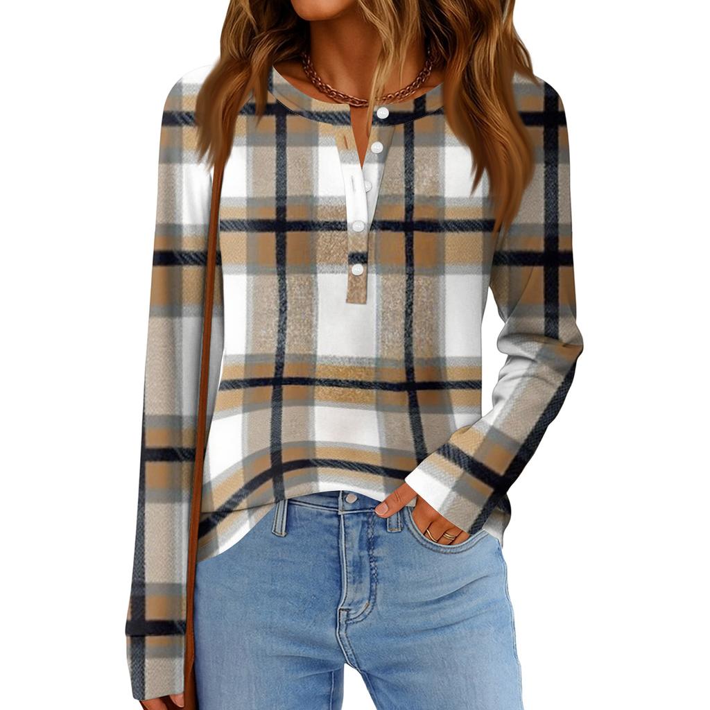 Damenmode Locker Langarm Rundhals Casual Oberteil