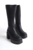 Women Modern Stylish Fashion Boots Boots Faux Leather Jessie Platform Heeled Black Boots Cm