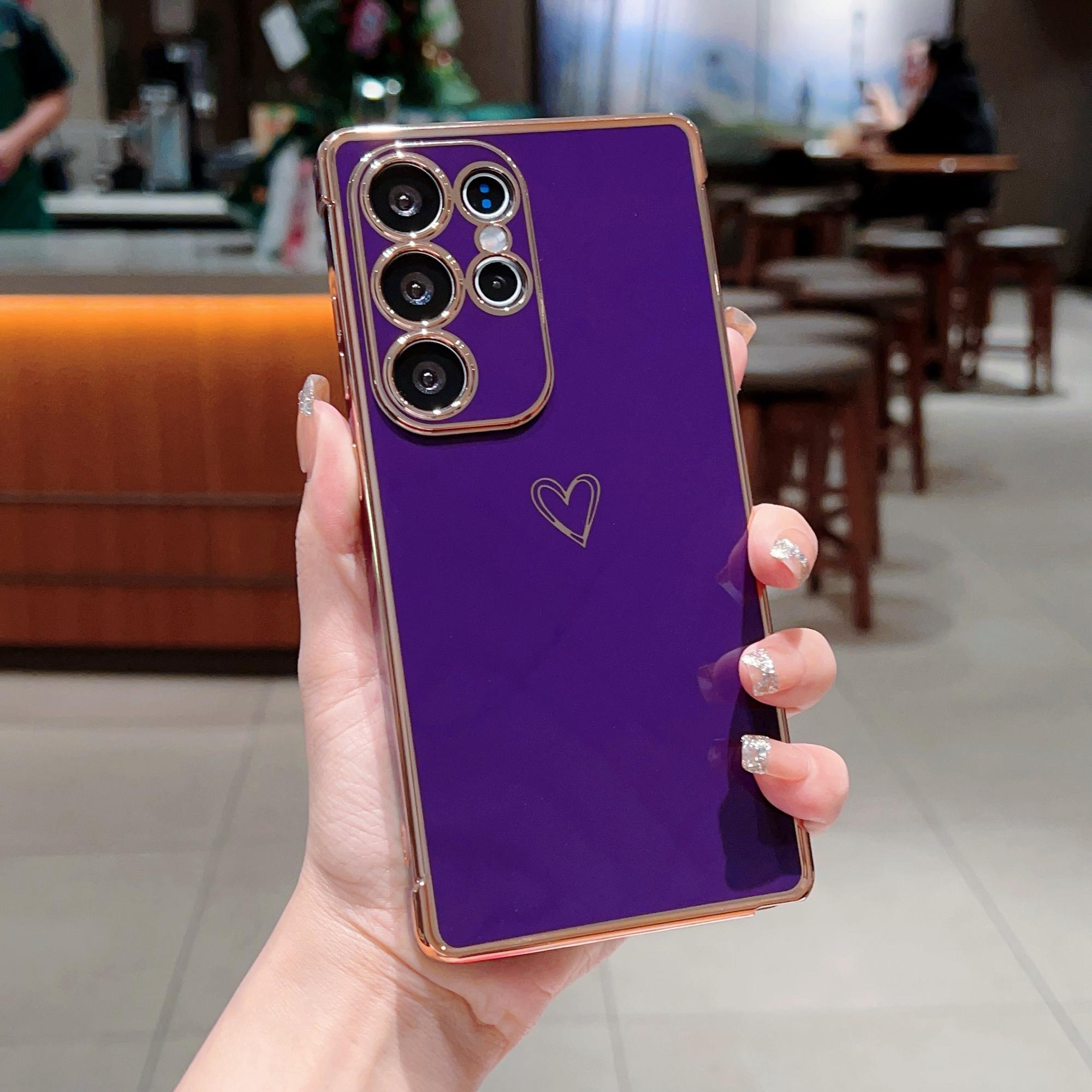 

Samsung Galaxy S25 Ultra TPU Phone Case Electroplated Hollow Heart Design Protective Cover H