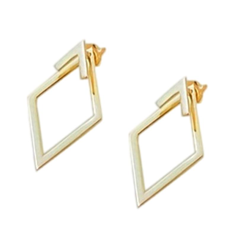 

Minimalist Diamonds Studs Earrings High Quality Copper Diamonds Earrings with Double Layer Design for Gatherings