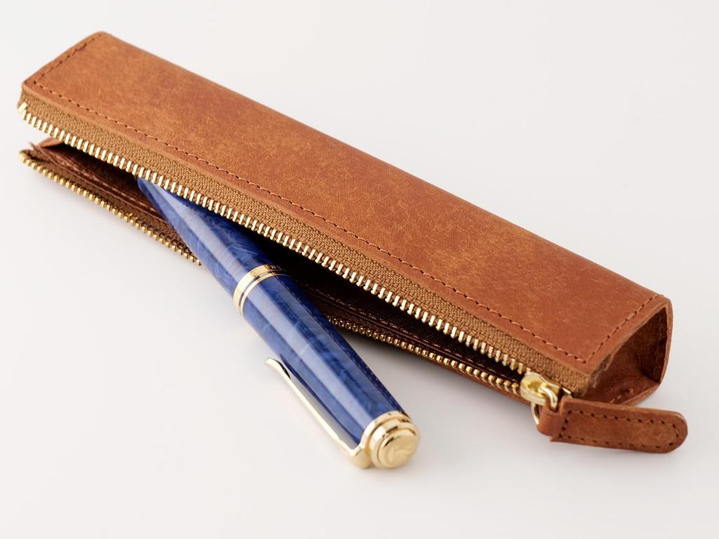 Slip-On PB Zipper Pen Case, Mini, Navy (IPV-4501), Genuine Italian Leather, Holds 1-2 Fountain Pens