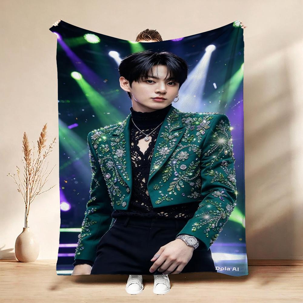 Stylish Man Yellow Jacket Portrait Pattern Blanket Warm Comfortable Fleece Blanket For Living Room Office Nap Lightweight Home Decor Halloween Gift