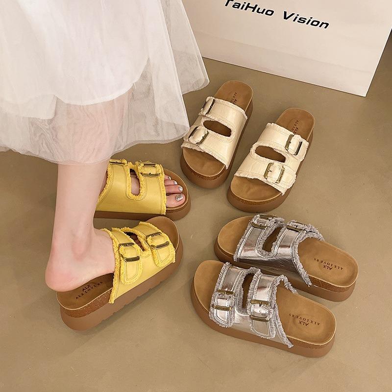 Slippers met dikke zool en verhoging, nieuwe zomersandalen voor dames, retro strandsandalen