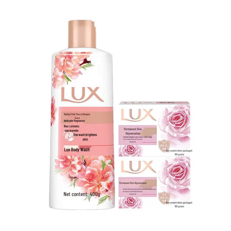 Lux Pink Cherry Blossom Shower Gel & Antibacterial Soap Set