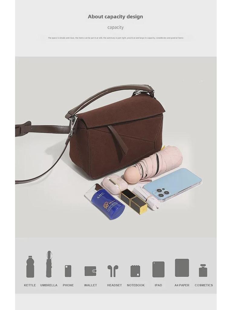 2025 Spring/Summer Women's Mini Geometric Soft Leather Pillow Shoulder Bag - Spliced Diamond Design