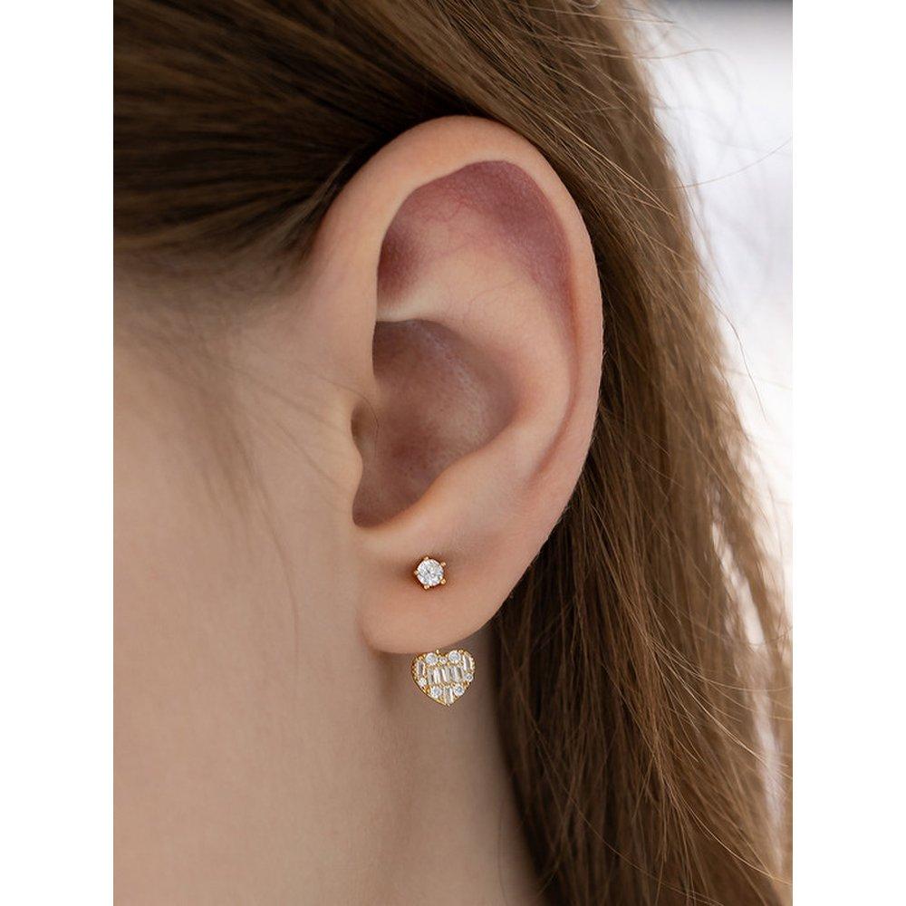 (925 Silver) Briolette Heart Ear Jacket Earrings Ec3175