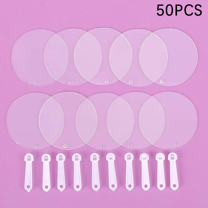 50 Stück 5cm Mini Transparente Leere Handfächer für Kinder DIY Kunst Hochzeitsparty Individuelle Gastgeschenke
