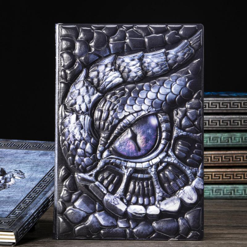Journal mit Drachenaugen-Textur und Lederfutter, Einzigartiges Relief-Notizbuch, Exquisites Geschenk für Sammler